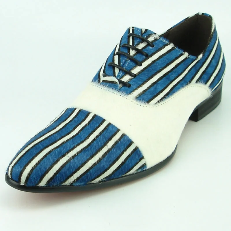 Men's Oxfords with a classic silhouette and a high - shine finishFiesso FI-7366 Blue Beige Oxfords Men's Oxfords with a classic silhouette and a high - shine finishFiesso FI-7366 Blue Beige Oxfords
