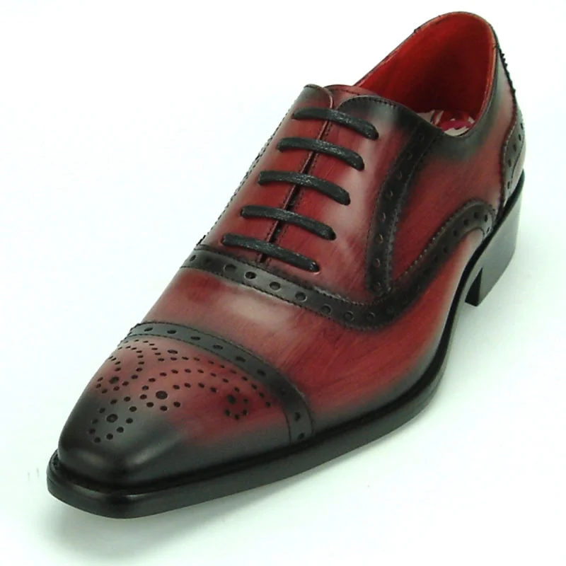 Men's leather Oxford shoes with a plain toeFiesso FI-8713 Burgundy Lace up Oxfords Men's leather Oxford shoes with a plain toeFiesso FI-8713 Burgundy Lace up Oxfords