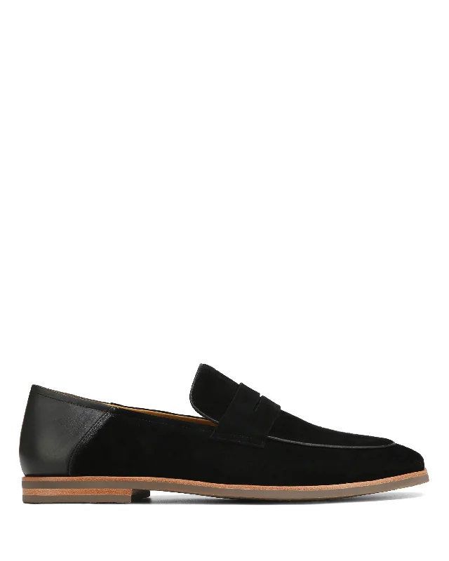 Men's loafers with a leather lacing systemGiacomo Black Suede