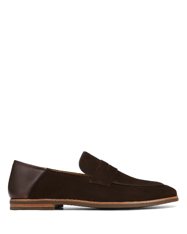 Men's loafers with a perforated leather upper for ventilationGiacomo Dark Brown Suede