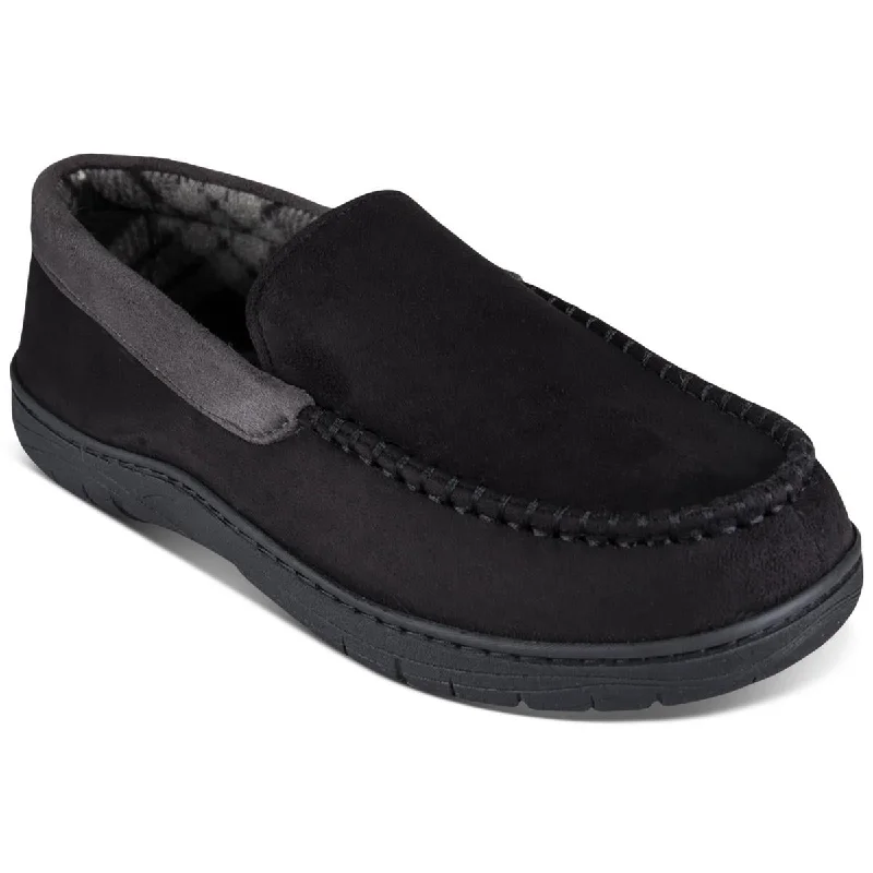 Men's slippers with a memory foam insoleHaggar Mens Faux Suede Fleece Loafer Slippers