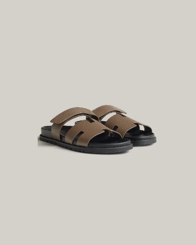 Men's slippers with a rubber sole for outdoor useHermes Chypre Sandals "Grey"