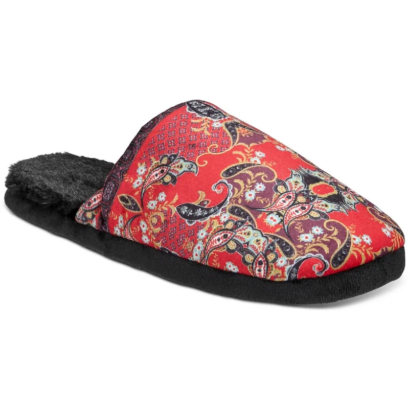 Men's slippers with a shock - absorbing midsoleINC Mens Jacquard Faux Fur Slide Slippers