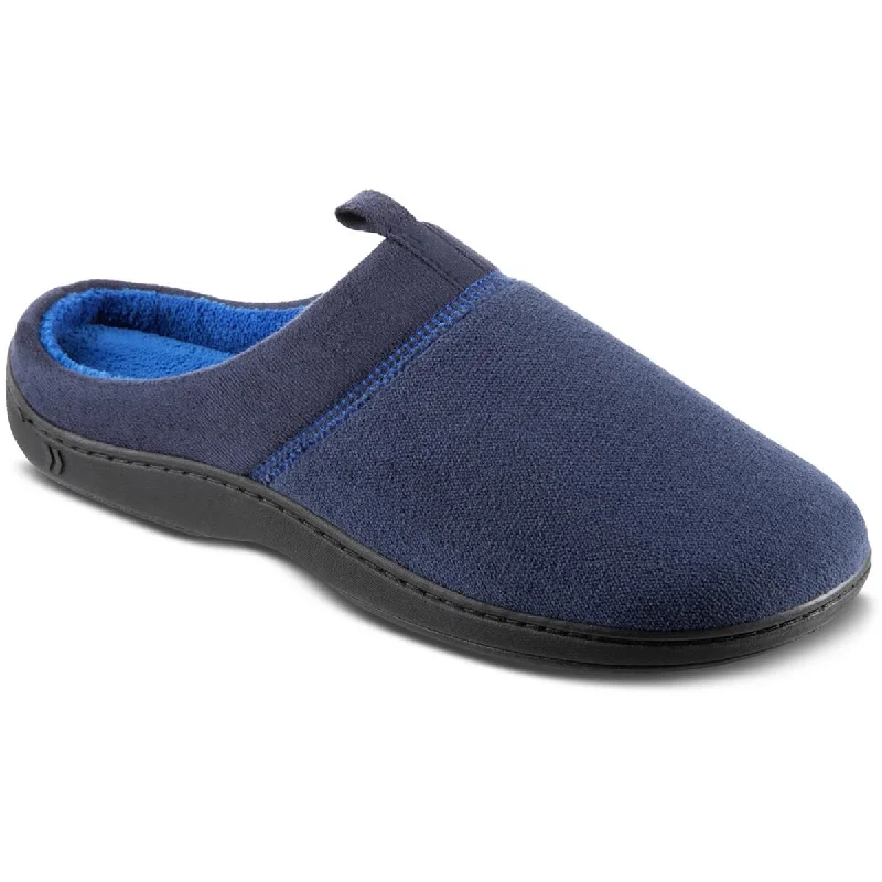 Men's plush slippers with a faux fur liningIsotoner Mens Jared Hoodback Terry Cloth Adaptive Slide Slippers