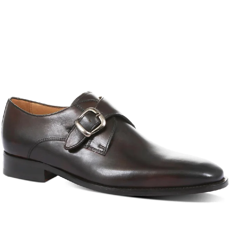 Men's casual shoes with a metallic trimJustin Leather Single Strap Monk Shoes - JUSTIN / 318 901