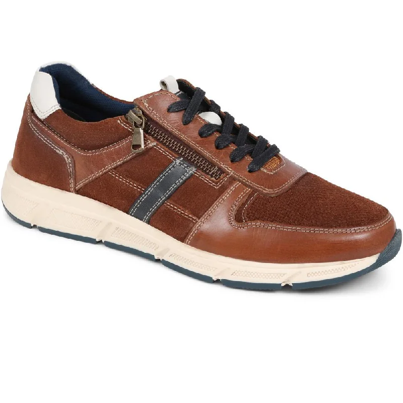 Men's casual shoes with a metallic trimLace-Up Leather Trainers  - TEJ39009 / 324 906