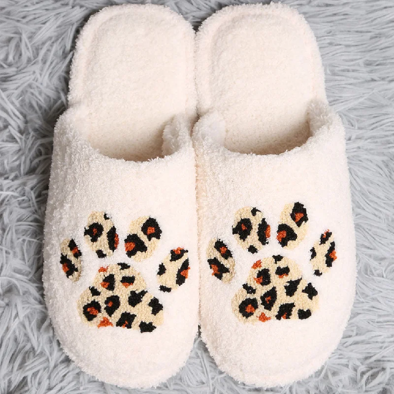 Men's slippers with a rubber sole for outdoor useLeopard Print Paw Design Home Slippers Pack of 6 Pairs