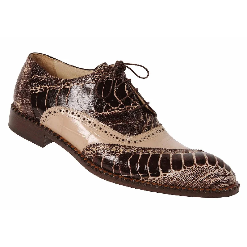 Men's Oxfords with a classic silhouette and a high - shine finishMauri 4399 Eden Brown/Champagne Genuine Ostrich Leg/Alligator Skin Oxford Shoes Men's Oxfords with a classic silhouette and a high - shine finishMauri 4399 Eden Brown/Champagne Genuine Ostrich Leg/Alligator Skin Oxford Shoes