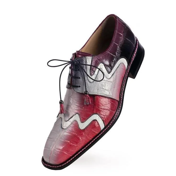 Men's Oxfords with a padded collar for a comfortable fitMauri Black/Grey/Red Faded Genuine Alligator Oxford Shoes Men's Oxfords with a padded collar for a comfortable fitMauri Black/Grey/Red Faded Genuine Alligator Oxford Shoes