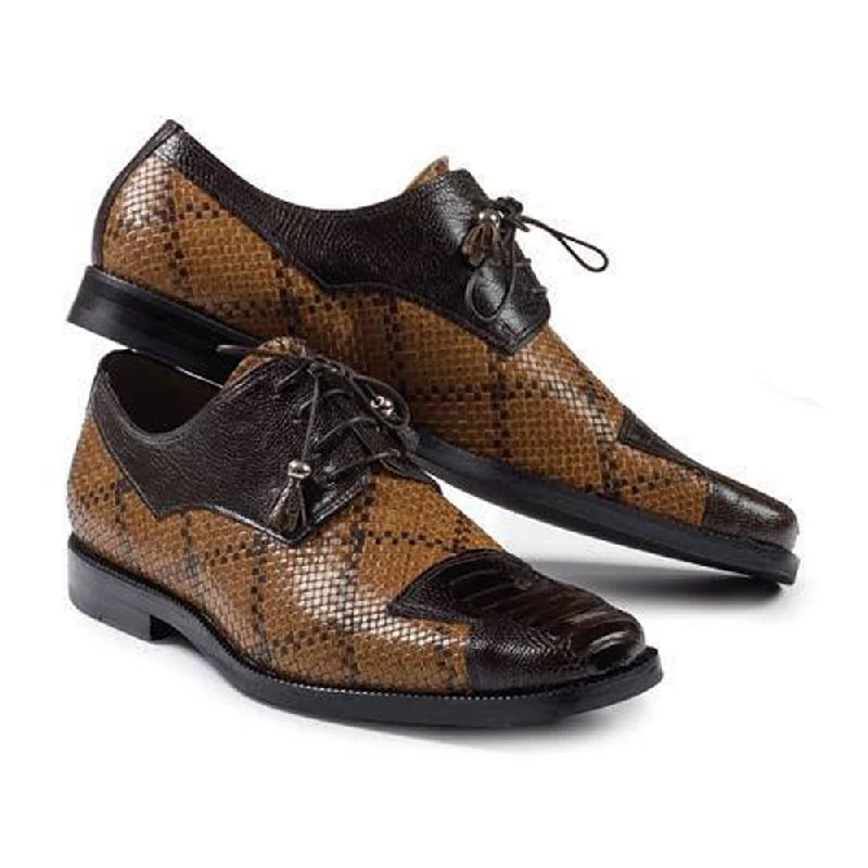 Men's Oxfords with a lace - up closure and a narrow fitMauri Camel/Brown Genuine Woven Ostrich Leg Oxford Shoes Men's Oxfords with a lace - up closure and a narrow fitMauri Camel/Brown Genuine Woven Ostrich Leg Oxford Shoes