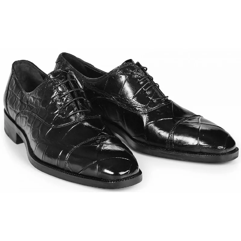 Men's Oxfords with a cap - toe design and a rubber heelMauri Correggio 4818 Black Genuine Body Alligator Oxford Shoes Men's Oxfords with a cap - toe design and a rubber heelMauri Correggio 4818 Black Genuine Body Alligator Oxford Shoes