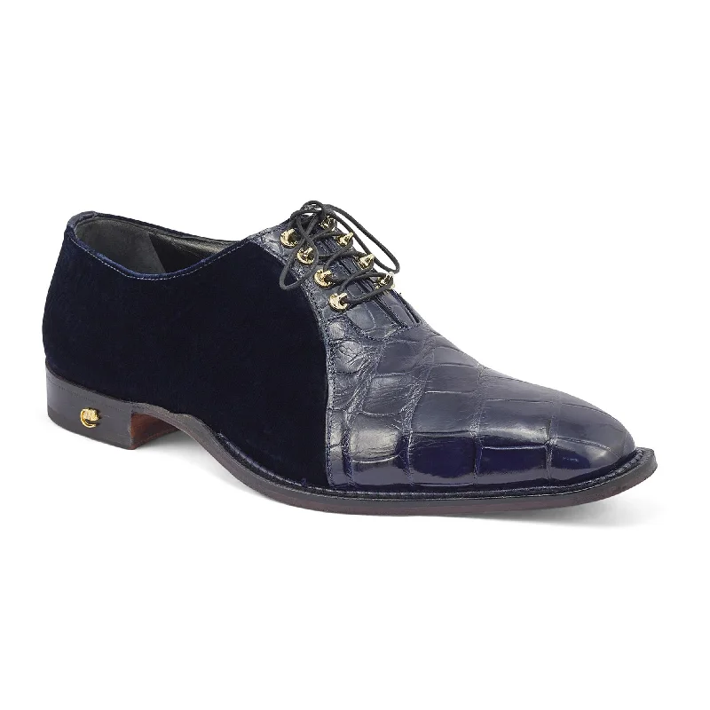 Men's Oxfords with a padded collar for a comfortable fitMauri Lenox Wonder Blue Genuine Body Alligator/Velvet Embossed Oxford Shoes 4948 Men's Oxfords with a padded collar for a comfortable fitMauri Lenox Wonder Blue Genuine Body Alligator/Velvet Embossed Oxford Shoes 4948