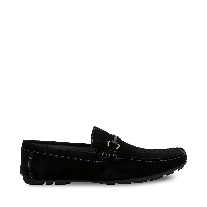 Men's loafers with a leather lacing systemMAURIE BLACK SUEDE