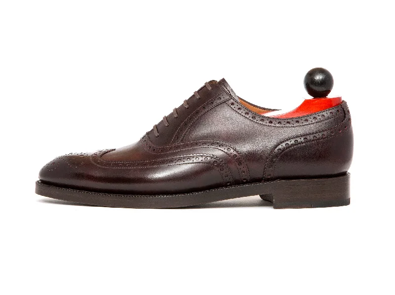 Men's Oxford shoes with a buckle closure and a pointed toeMcClure - MTO - Plum Museum Calf - NGT Last - Double Leather Sole Men's Oxford shoes with a buckle closure and a pointed toeMcClure - MTO - Plum Museum Calf - NGT Last - Double Leather Sole