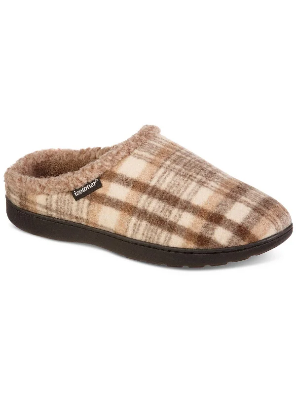 Men's slippers with a logo patch on the sideMens Flanel Indoor/Outdoor Slide Slippers