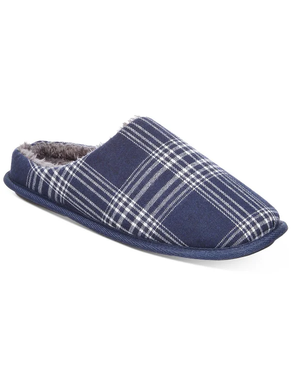 Men's slippers with a decorative pom - pom or tasselMens Flannel Fleece Lined Slide Slippers