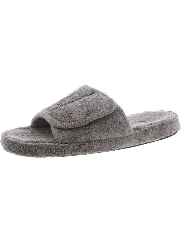 Men's slippers with a logo patch on the sideMens Open Toe Slip On Slide Slippers