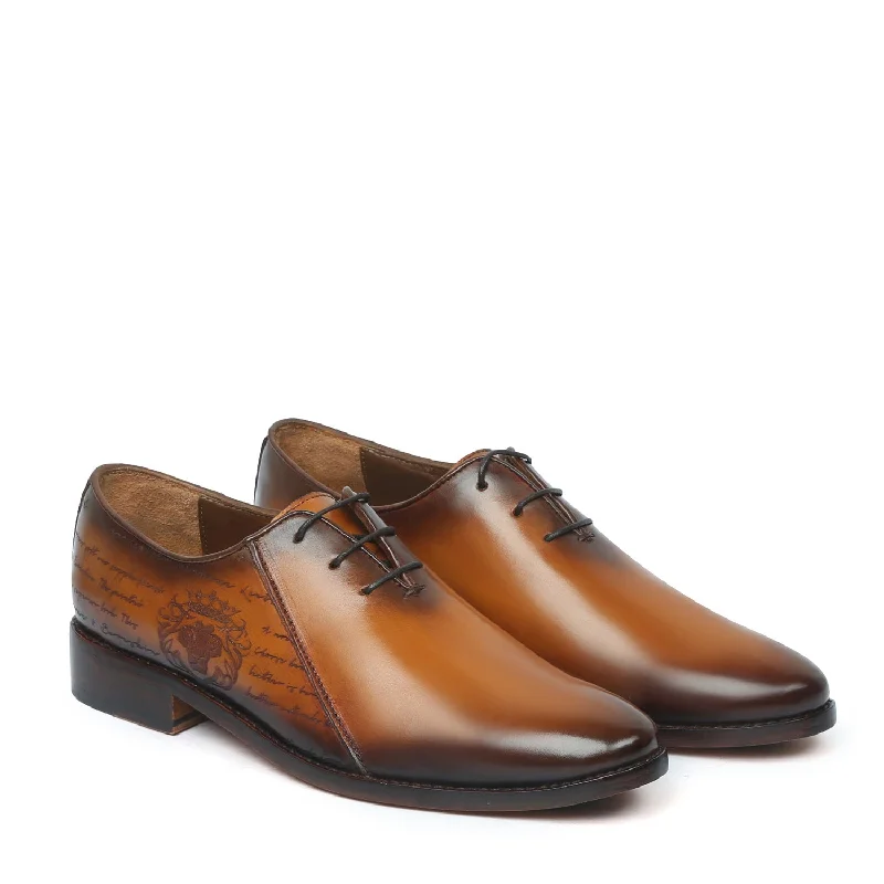 Men's Oxford shoes with a decorative inlay on the toeMen's Tan Oxford Lace-Up Closure contrasting laser Formal Leather Shoe By Brune & Bareskin Men's Oxford shoes with a decorative inlay on the toeMen's Tan Oxford Lace-Up Closure contrasting laser Formal Leather Shoe By Brune & Bareskin