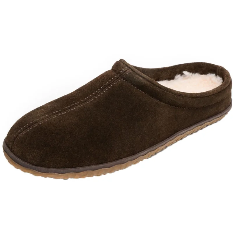 Leather men's slippers with a mule styleMinnetonka Mens Taylor Suede Slip On Clog Slippers