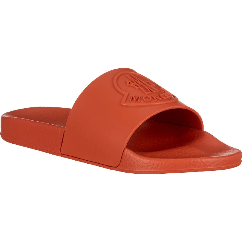 Men's slippers with a non - slip outsole for safetyMoncler Men's Footwear Basile Orange Logo Rubber Slides