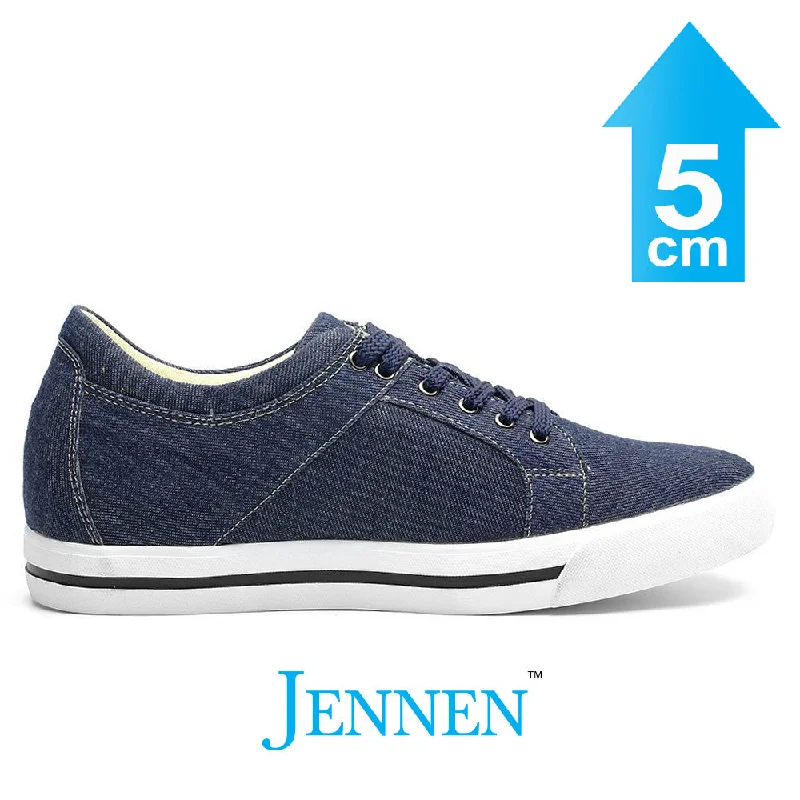 Men's casual shoes with a contrast sole colorMr. Bartok Blue 5cm | 2 inches Taller Blue Casual Elevator Sneakers