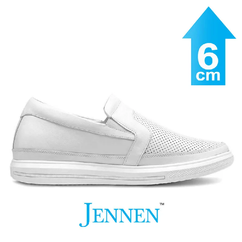 Men's casual shoes with a contrast sole colorMr. Bruce Lee 6cm | 2.4 inches Taller Casual White Slip On Elevator Shoes