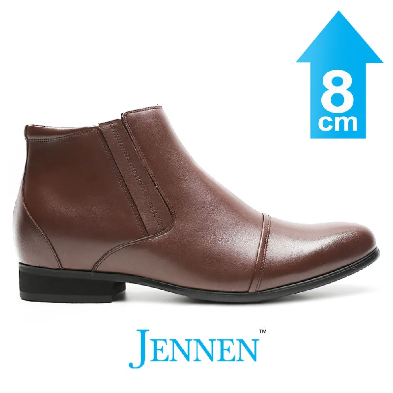 Men's casual shoes with a stretchy side panelMr. Ferras Brown 8cm | 3.2 inches Tall Hidden Heel Mens Boots