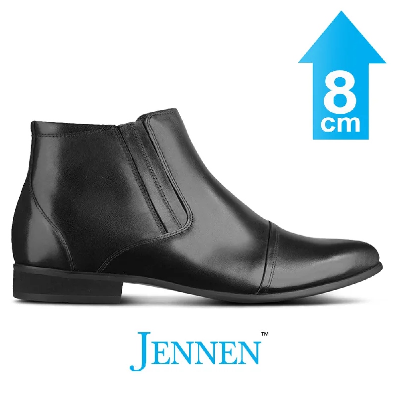 Men's casual shoes with a logo patch on the tongueMr. Ferras Vegan Black 8cm | 3.2 inches Taller Elevated Boots