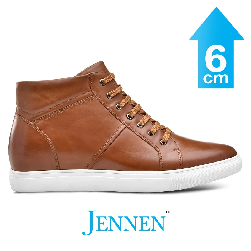 Men's casual shoes with a logo patch on the tongueMr. Gasser Brown 6cm | 2.4 inches Taller Elevator High Top Sneaker Boots