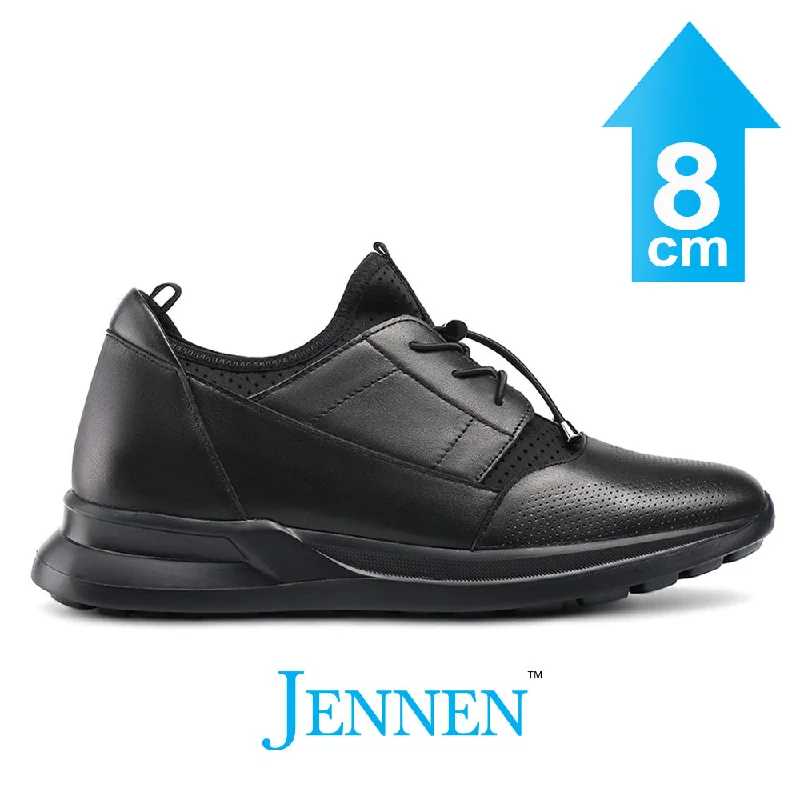 Breathable men's casual shoes for warm weatherMr. Joe 8cm | 3.2 inches Casual Lace Up Black Elevator Shoes for Men