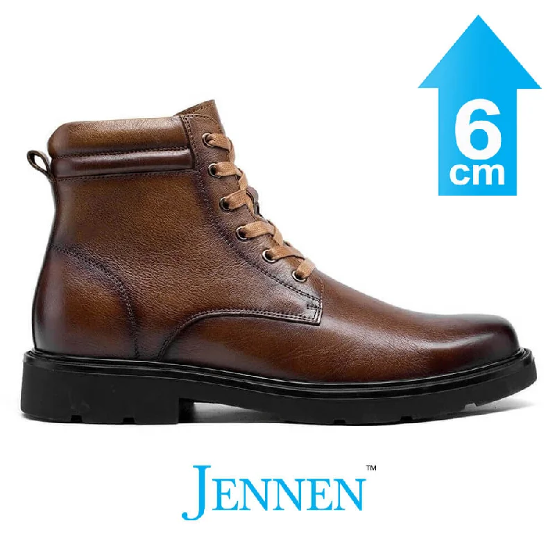 Men's casual shoes with a geometric patternMr. Tuhux 6cm | 2.4 inches Taller Brown Leather Elevated Boots