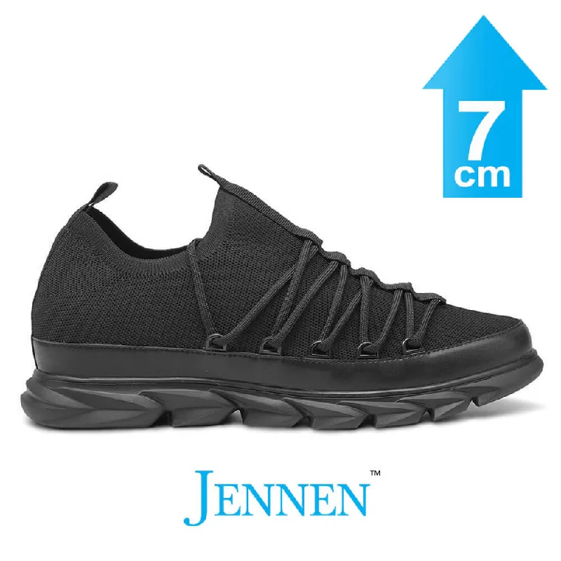 Breathable men's casual shoes for warm weatherMr. Tzu Black 7cm | 2.8 inches Light Weight Elevated Shoes for Men