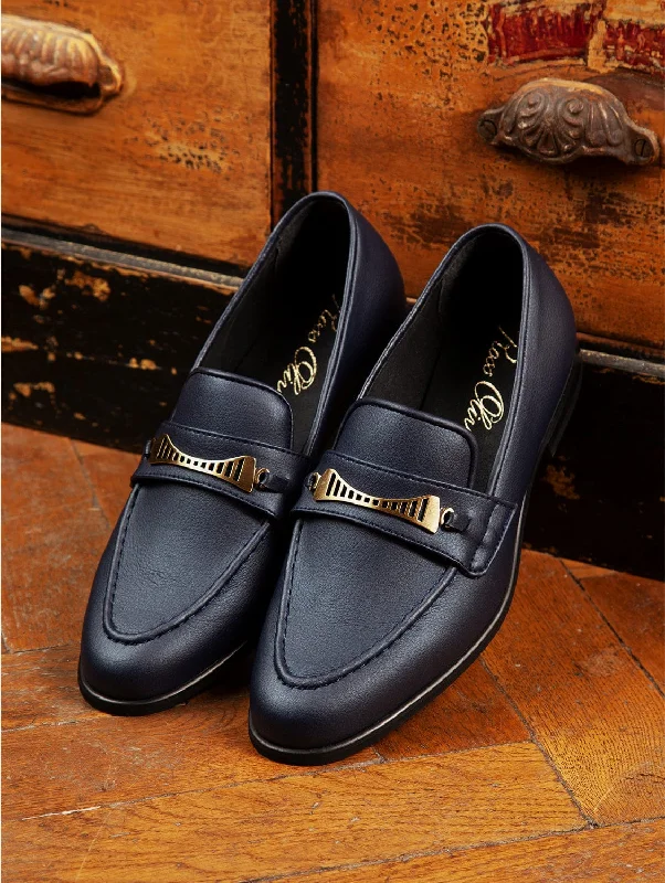 Men's loafers with a low - heeled designBridge-Bit Cactus Leather Vegan Loafer | Navy