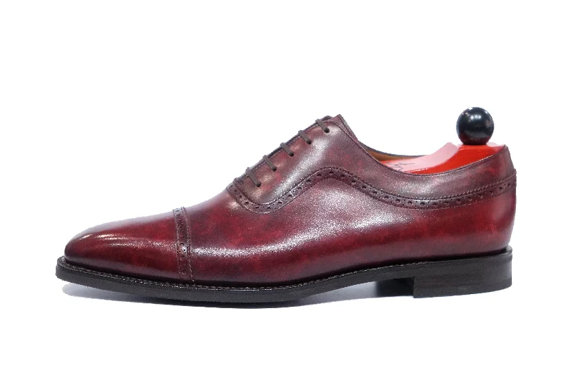 Men's Oxfords with a cap - toe design and a rubber heelPalacio - MTO - Burgundy Marble Patina - LPB Last - City Rubber Sole Men's Oxfords with a cap - toe design and a rubber heelPalacio - MTO - Burgundy Marble Patina - LPB Last - City Rubber Sole