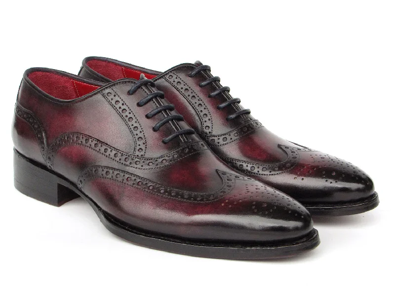 Men's Oxfords with a high - quality leather upperPaul Parkman Bordeaux Burnished Goodyear Welted Wingtip Oxford Shoes (ID#66BRD94) Men's Oxfords with a high - quality leather upperPaul Parkman Bordeaux Burnished Goodyear Welted Wingtip Oxford Shoes (ID#66BRD94)