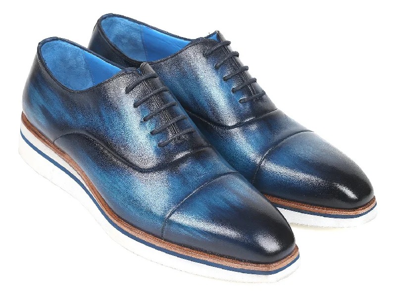Men's Oxford shoes with a double - buckle strapPaul Parkman Men's Smart Casual Oxfords Blue Leather (ID#185-BLU-LTH) Men's Oxford shoes with a double - buckle strapPaul Parkman Men's Smart Casual Oxfords Blue Leather (ID#185-BLU-LTH)