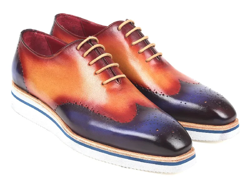 Men's Oxfords with a high - quality leather upperPaul Parkman Men's Smart Casual Wingtip Oxfords Blue & Camel (ID#188-BLU-CML) Men's Oxfords with a high - quality leather upperPaul Parkman Men's Smart Casual Wingtip Oxfords Blue & Camel (ID#188-BLU-CML)