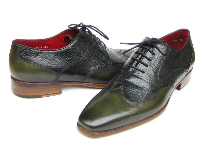 Men's Oxfords with a contrast stitching on the weltPaul Parkman Men's Wingtip Oxford Floater Leather Green (ID#023-GREEN) Men's Oxfords with a contrast stitching on the weltPaul Parkman Men's Wingtip Oxford Floater Leather Green (ID#023-GREEN)