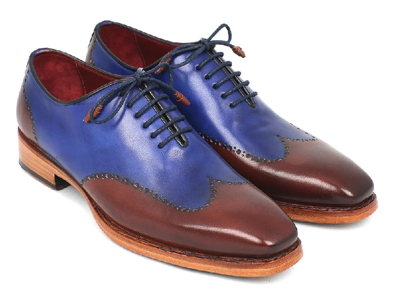 Men's Oxfords with a low - heeled design and a square toePaul Parkman Men's Wingtip Oxford Goodyear Welted Blue & Brown (ID#81BLU57) Men's Oxfords with a low - heeled design and a square toePaul Parkman Men's Wingtip Oxford Goodyear Welted Blue & Brown (ID#81BLU57)