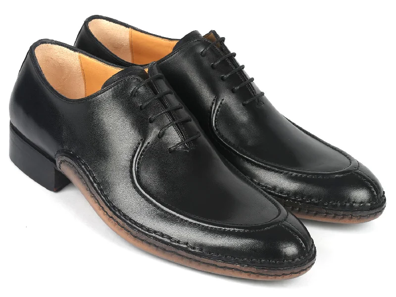 Men's Oxfords with a cap - toe design and a rubber heelPaul Parkman Opanka Stitched Men's Split-Toe Black Leather Oxford Shoes (ID#054-BLK) Men's Oxfords with a cap - toe design and a rubber heelPaul Parkman Opanka Stitched Men's Split-Toe Black Leather Oxford Shoes (ID#054-BLK)