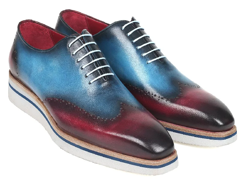 Brogue - perforated men's Oxfords for a traditional lookPaul Parkman Men's Smart Casual Wingtip Oxfords Blue & Purple (ID#187-BLU-PRP) Brogue - perforated men's Oxfords for a traditional lookPaul Parkman Men's Smart Casual Wingtip Oxfords Blue & Purple (ID#187-BLU-PRP)