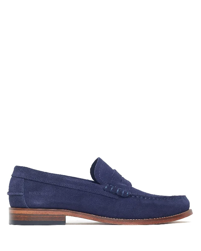 Men's loafers with a leather lacing systemPunch Suede Navy