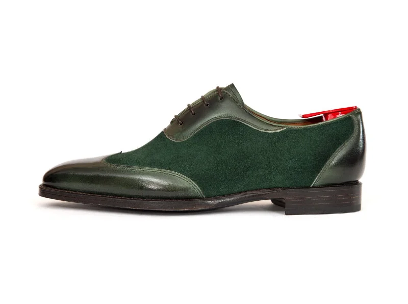 Men's Oxford shoes with a shock - absorbing insole and a leather liningRainier III - MTO - Forest Green Calf / Forest Green Suede - LPB Last - Single Leather Sole Men's Oxford shoes with a shock - absorbing insole and a leather liningRainier III - MTO - Forest Green Calf / Forest Green Suede - LPB Last - Single Leather Sole