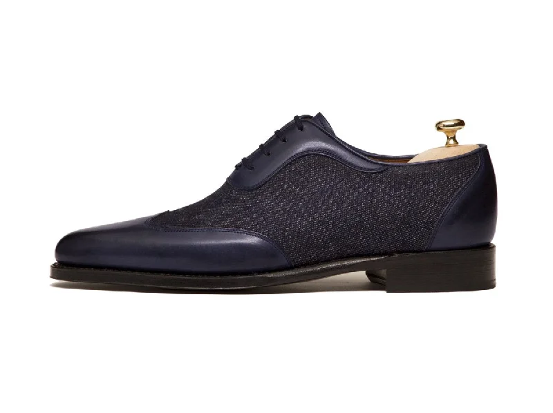 Brogue - perforated men's Oxfords for a traditional lookRainier - MTO - Midnight / Denim - JKF Last - Single Leather Sole Brogue - perforated men's Oxfords for a traditional lookRainier - MTO - Midnight / Denim - JKF Last - Single Leather Sole