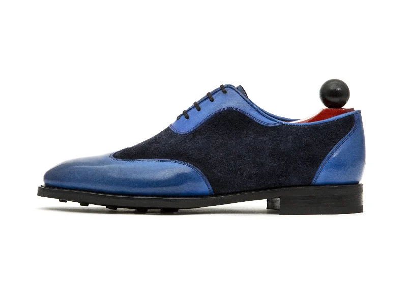 Men's Oxford shoes with a leather lining for breathabilityRainier - MTO - Sky Blue Calf / Navy Suede - LPB Last - Country Rubber Sole Men's Oxford shoes with a leather lining for breathabilityRainier - MTO - Sky Blue Calf / Navy Suede - LPB Last - Country Rubber Sole