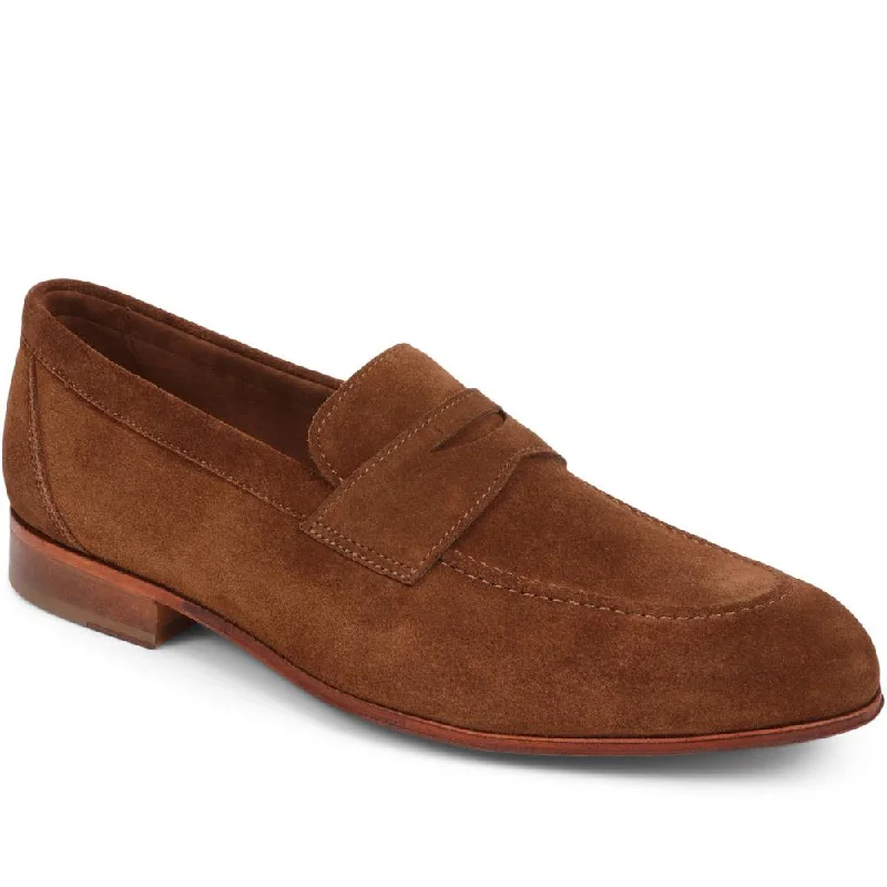 Leather men's casual shoes with a scuffed finishRake Leather Loafers - RAKE / 325 092