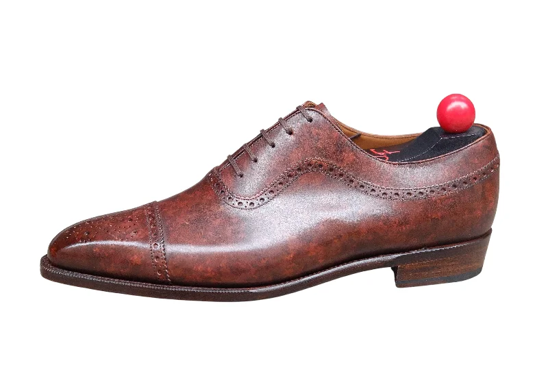 Men's Oxfords with a contrast stitching on the weltRiviera - MTO - Walnut Marble Patina - MGF Last - Single Leather Sole Men's Oxfords with a contrast stitching on the weltRiviera - MTO - Walnut Marble Patina - MGF Last - Single Leather Sole