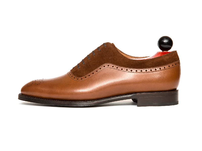 Men's Oxfords with a high - quality leather upperRoosevelt - MTO - Caramel Calf / Snuff Suede - NGT Last - Single Leather Sole Men's Oxfords with a high - quality leather upperRoosevelt - MTO - Caramel Calf / Snuff Suede - NGT Last - Single Leather Sole