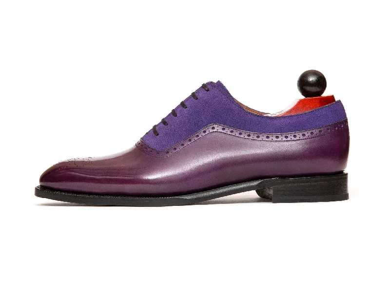 Men's leather Oxford shoes with a plain toeRoosevelt - MTO - Purple Calf / Purple Suede - NGT Last - Single Leather Sole Men's leather Oxford shoes with a plain toeRoosevelt - MTO - Purple Calf / Purple Suede - NGT Last - Single Leather Sole