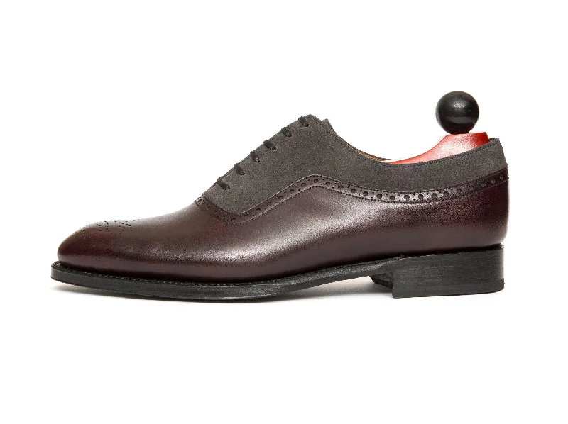 Men's Oxford shoes with a shock - absorbing insole and a leather liningRoosevelt - MTO - Plum Museum / Mid Grey Suede - NGT Last - Single Leather Sole Men's Oxford shoes with a shock - absorbing insole and a leather liningRoosevelt - MTO - Plum Museum / Mid Grey Suede - NGT Last - Single Leather Sole